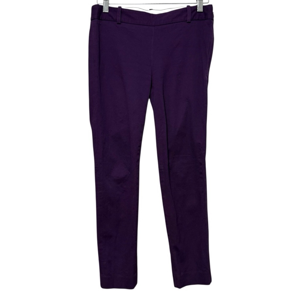 J.Crew Winnie Pant Stretch Cotton Purple Womens Size 4 Twill Side Zip Flat Front